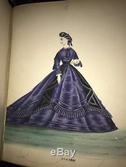 Rare Antique 1800's Hand Illustrated French Fashion Plates Book 42 Ink+wc Plates