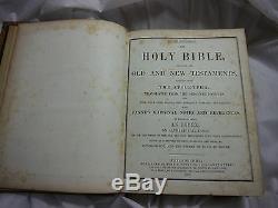 Rare Antique 1850 American Bible Old & New Testaments Leather