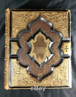 Rare Antique 1871 Old & New Testament Gauffered Gilted Unused Family Bible Brass