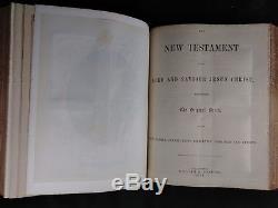 Rare Antique 1871 Old & New Testament Gauffered Gilted Unused Family Bible Brass