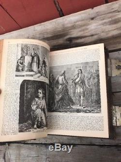 Rare Antique 1884 Leather Family Pictorial Bible Gilt Edge Clasp JS Round Boston