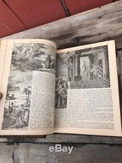 Rare Antique 1884 Leather Family Pictorial Bible Gilt Edge Clasp JS Round Boston
