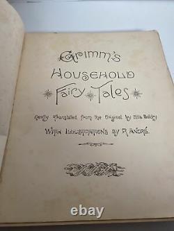 Rare Antique 1890 Grimms Household Fairy Tales Illustrated (R. Andre)- Hardcover