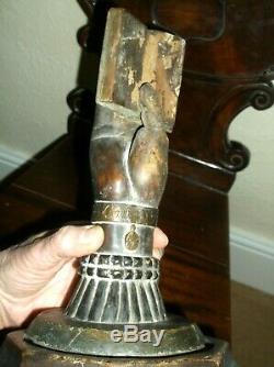 Rare Antique 18th Century Slavery Carved Wood Hand & Book On A Swivel Base C1750
