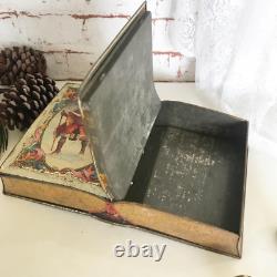 Rare Antique 1913 King Wenceslas Santa Christmas Carol Book Tin Litho Box, Vinta
