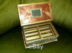 Rare Antique 19th C French Napoleonic Prisoner Of War Straw Work Book Shaped Box
