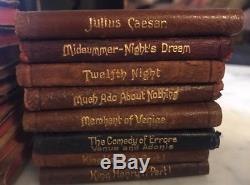 Rare Antique 24 Miniature Leather Bound Books By William Shakespeare Complete