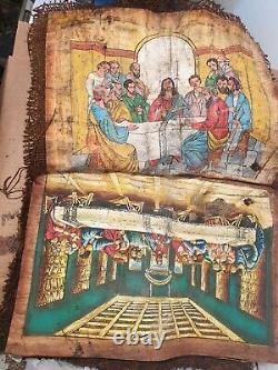 Rare Antique Ancient Egyptian Coptic Book 8 Papyrus Jesus + Mother Mary 18 AD