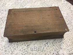 Rare Antique Book Box Maine ca 1840 hold a bible soft wood orig nails canvas