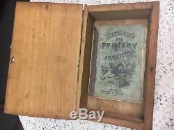Rare Antique Book Box Maine ca 1840 hold a bible soft wood orig nails canvas