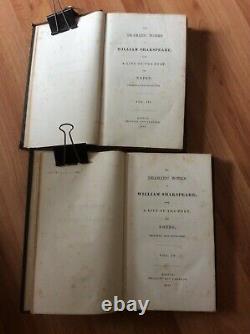 Rare Antique Books The Dramatic Works Of William Shakespeare 1846 Vols. III & IV
