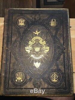 Rare Antique Brown's Self Interpreting Leather Family Bible (c 1800s)
