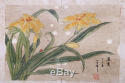 Rare Antique China Hand Painting Flowers And Birds Book Marked ZhangXiong KK474