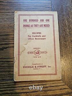 Rare Antique Cocktail Book Bartender One Hundred And One Drinks As Gordon's Gin