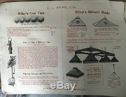 Rare Antique E. J. Riley Lot 1936 Billiard Tables Catalogue Book & Cue Tips Tin