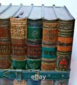 Rare Antique Figural Books Literature Huntley&palmers Biscuit Tin Box 1901
