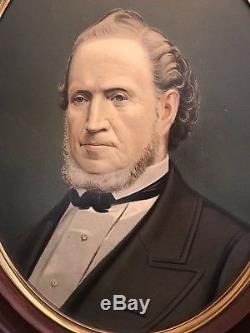 Rare Antique Framed Portrait Of Brigham Young Mormon circa 1877