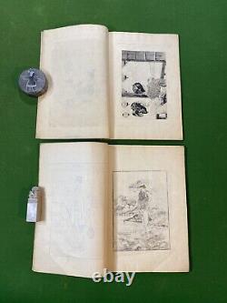 Rare Antique Georges Bigot Ma-ta & O-ha-yo Album Etching Books 1883 1884 Japan