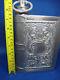 Rare Antique German Pewter Embossed Book Art Bottle-flask With Screw On Lid
