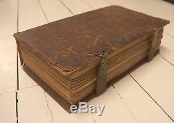 Rare Antique Huge Book, brass clasps, Russian Orthodox-Triodon Leather on Wood