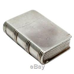 Rare Antique Imperial Russian Silver Snuff Box Vesta Case Book Motif Pan Slavic