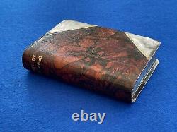 Rare Antique James Dixon Leather & Silver Plate Book Hip Flask Leather Flask