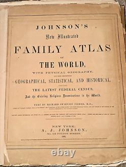 Rare Antique Johnson's New Illustrated Atlas of the World 1866 Religious Denom