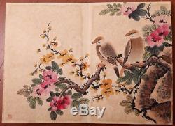 Rare Antique Large China Hand Painting Flowers Birds Book Marks MaJiaTong KK464