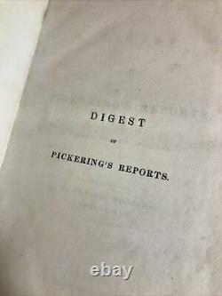 Rare Antique Leather Bound Book Digest of Pickering's Reports 1837 by Hilliard