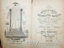 Rare Antique Leather Bound Masons Masonic History Book Masonic Chart c. 1846