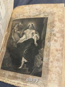 Rare Antique Leather Bound Religious Book Life of Jesus Christ 1820 Illustrated