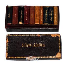 Rare Antique Liliput Klassiker Miniature Book Set, 11 Vols in Case Shakespeare +