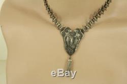 Rare Antique Nouveau Revival-Fairies -Ornate Book Chain Fringe Necklace 14-15