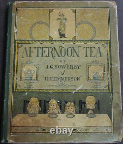 Rare Antique Old Book Afternoon Tea 1890 Illustrated Victorian Children Poetry