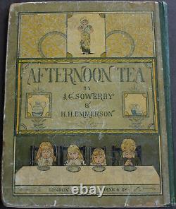 Rare Antique Old Book Afternoon Tea 1890 Illustrated Victorian Children Poetry