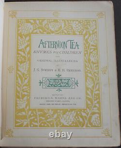 Rare Antique Old Book Afternoon Tea 1890 Illustrated Victorian Children Poetry