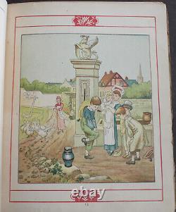 Rare Antique Old Book Afternoon Tea 1890 Illustrated Victorian Children Poetry