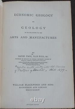 Rare Antique Old Book Geology Agriculture Engineering Land Gems Oil + Map 1874