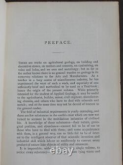 Rare Antique Old Book Geology Agriculture Engineering Land Gems Oil + Map 1874