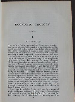 Rare Antique Old Book Geology Agriculture Engineering Land Gems Oil + Map 1874