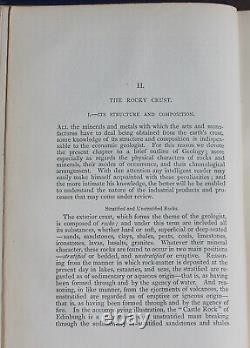 Rare Antique Old Book Geology Agriculture Engineering Land Gems Oil + Map 1874