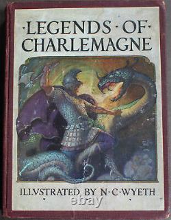 Rare Antique Old Book Legends Of Charlemagne 1924 Illustrated Fairy Tale Story