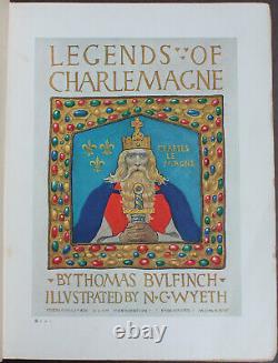 Rare Antique Old Book Legends Of Charlemagne 1924 Illustrated Fairy Tale Story