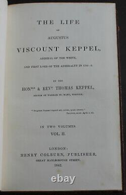 Rare Antique Old Book Life Of Viscount Keppel 1842 1st Edition Fine Binding