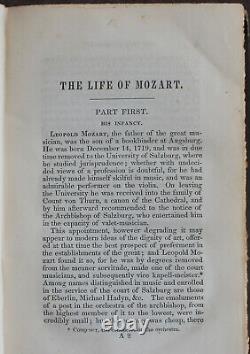 Rare Antique Old Book Life of Mozart 1845 Music History Prodigy Classical Scarce