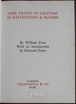 Rare Antique Old Book Maxims William Penn 1901 Master Servant Secrecy + more