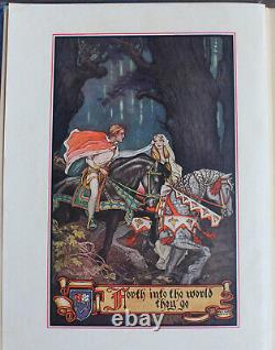 Rare Antique Old Book Medieval Fairy Tale 1931 Illustrated Queen Knights Wolf