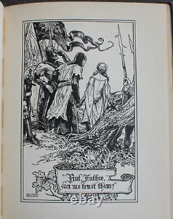 Rare Antique Old Book Medieval Fairy Tale 1931 Illustrated Queen Knights Wolf