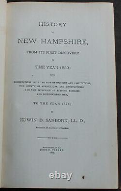 Rare Antique Old Book New Hampshire 1875 1st Edition Indian & Revolutionary War