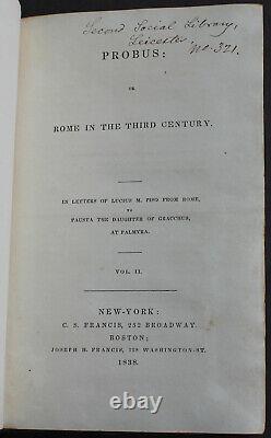 Rare Antique Old Book Set Rome In The 3rd Century 1838 Letters Italy Europe